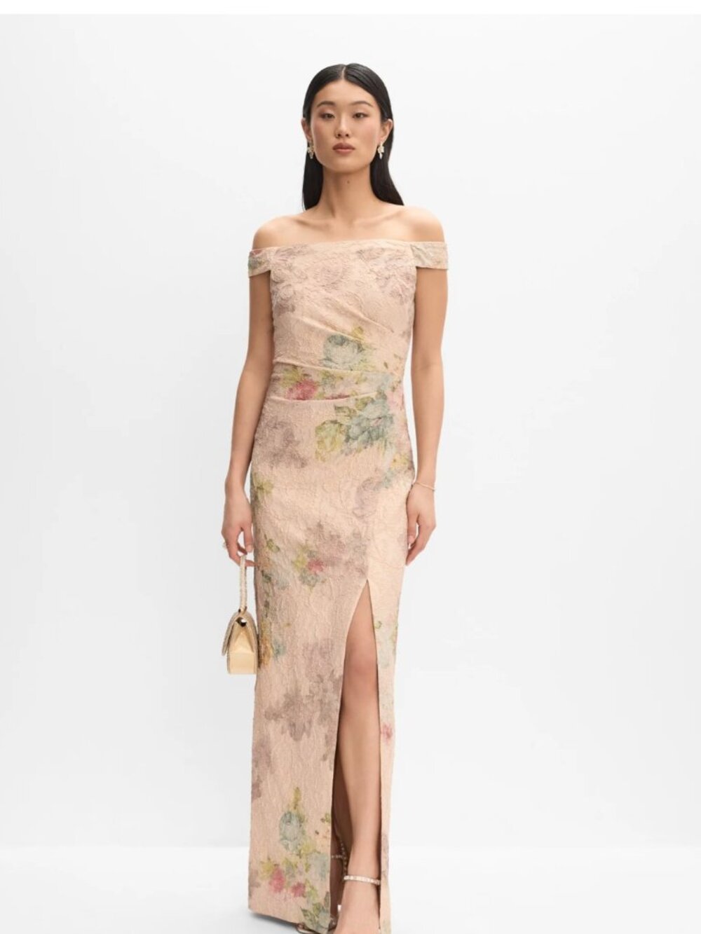 Floor length Off Shoulder Gown